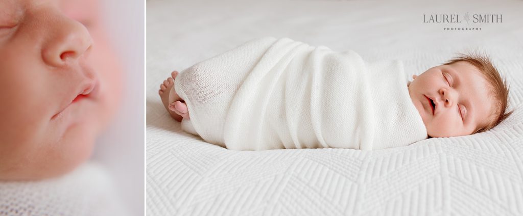 Baby sleeping during newborn photo session by Laurel Smith Photography.