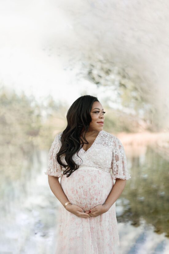 Pregnant Mom posing for maternity photograph with Dublin Family Photographer Laurel Smith Photography in Dublin California.