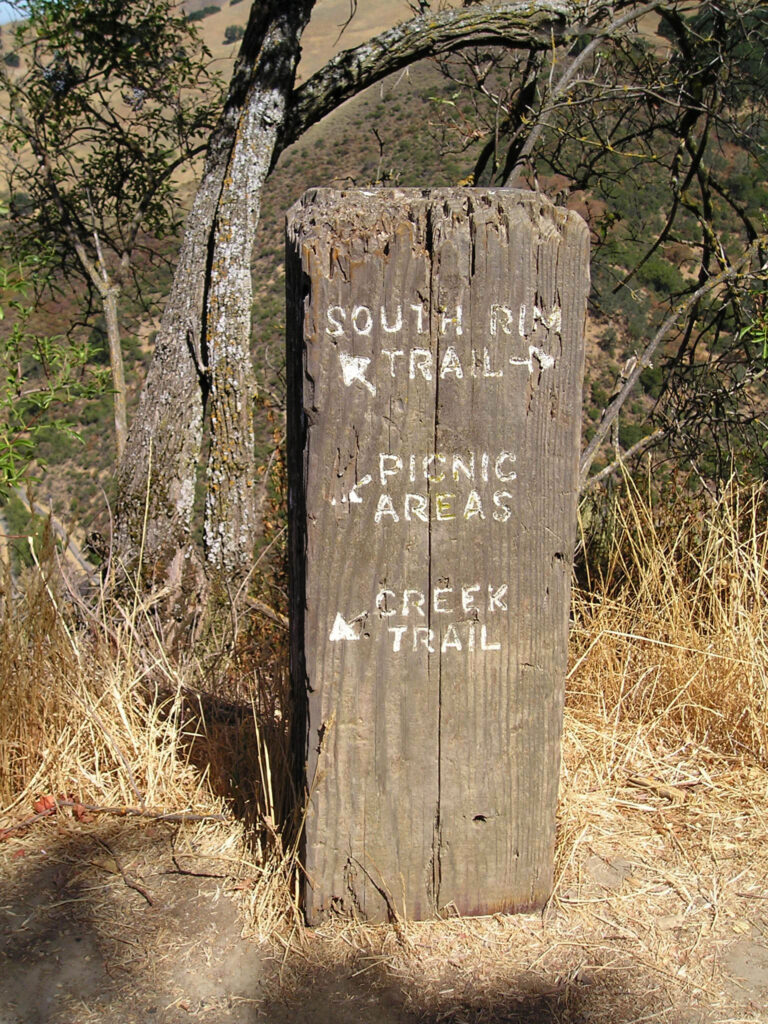 Trail sign at Alum Rock Park in San Jose